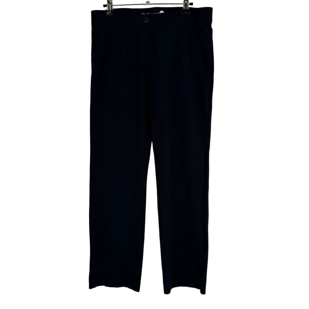 Betabrand Classic Dress Yoga‎ Pant Straight Leg Navy Blue Large Petite